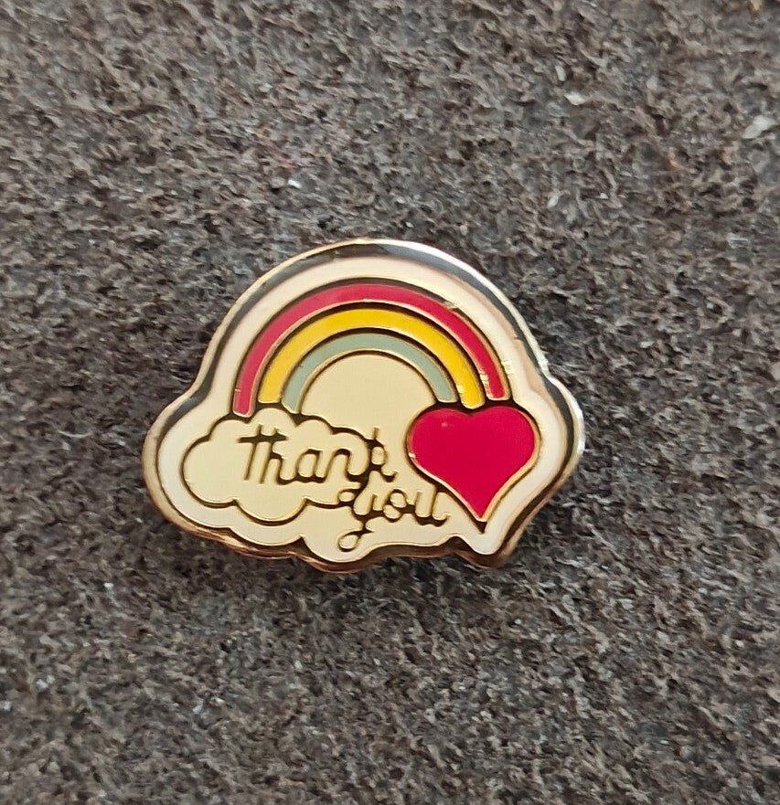 1980s THANK YOU Rainbow Pin