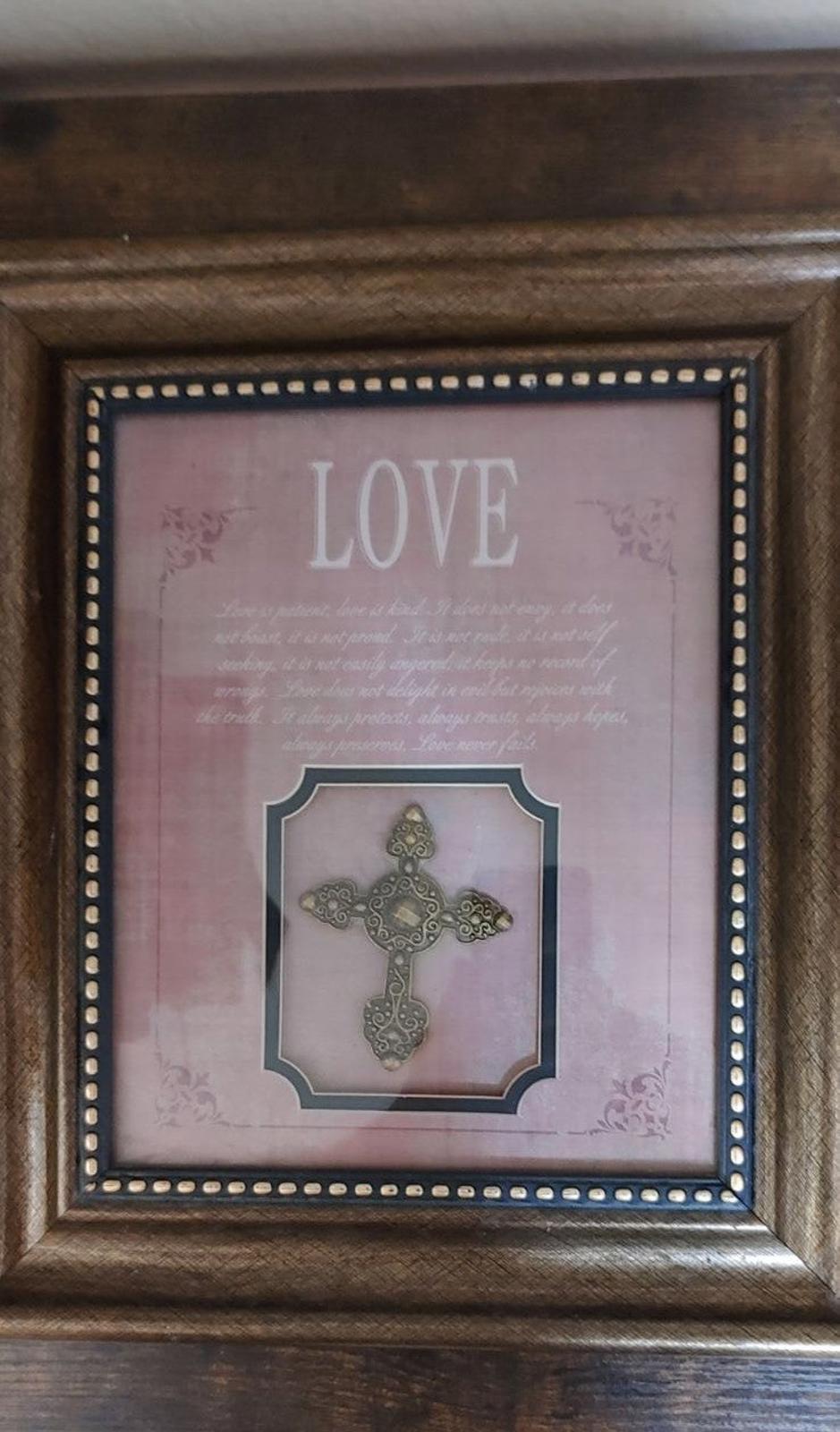 Vintage Love Inspirational Stunning Mounted Cross in Frame