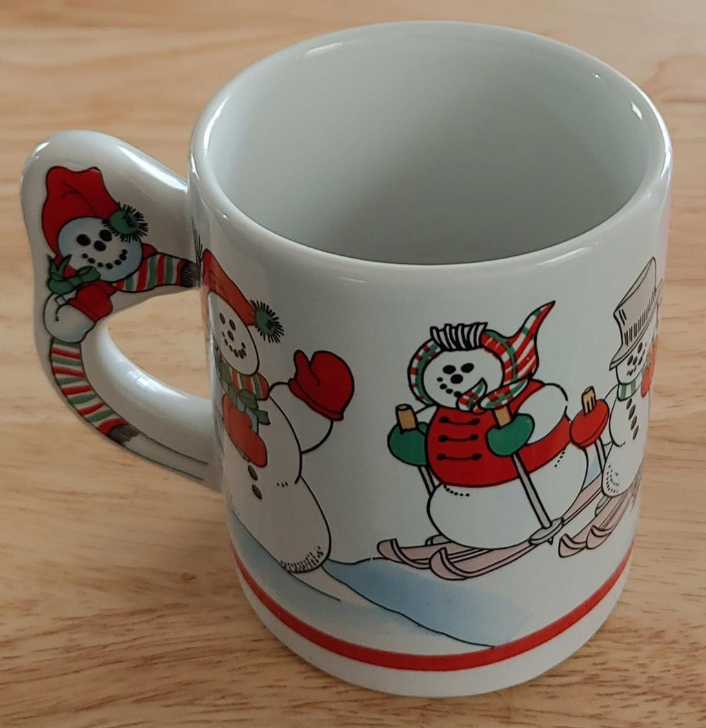 1990's Snowmen Sledding Coffee Mug