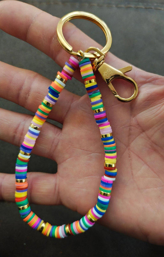 Colorful Handmade Heishi Beaded Bracelet Keychain