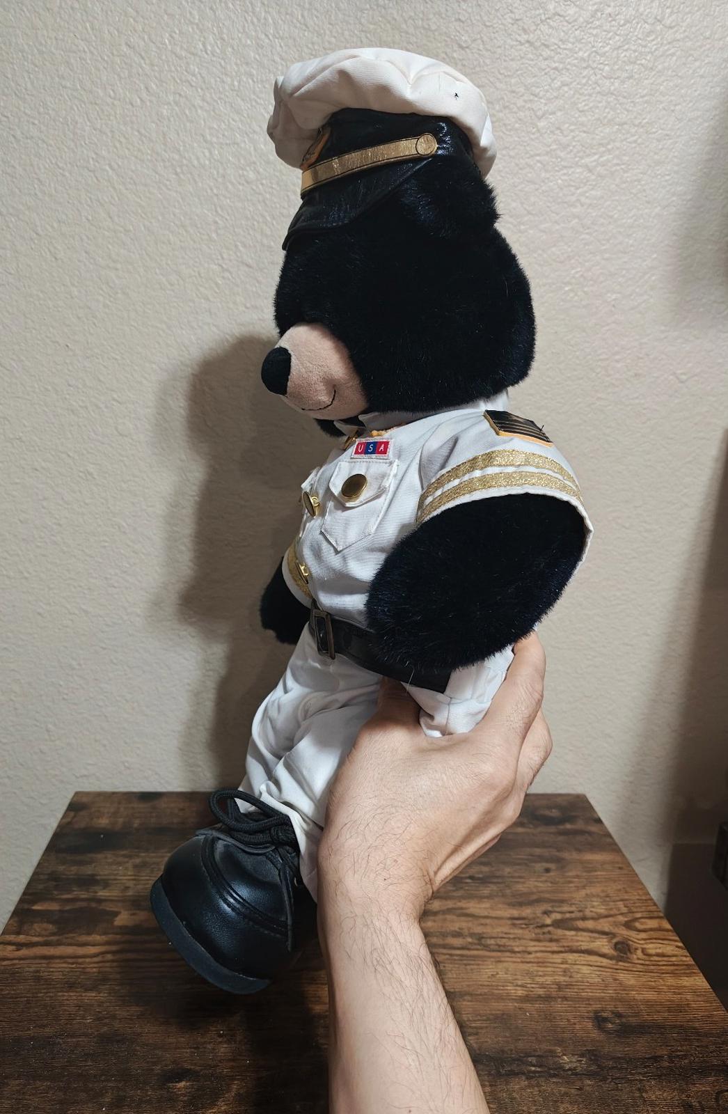 Dimples The Black Bear Build-A-Bear In U.S. Navy Officer's Uniform 19" Plush