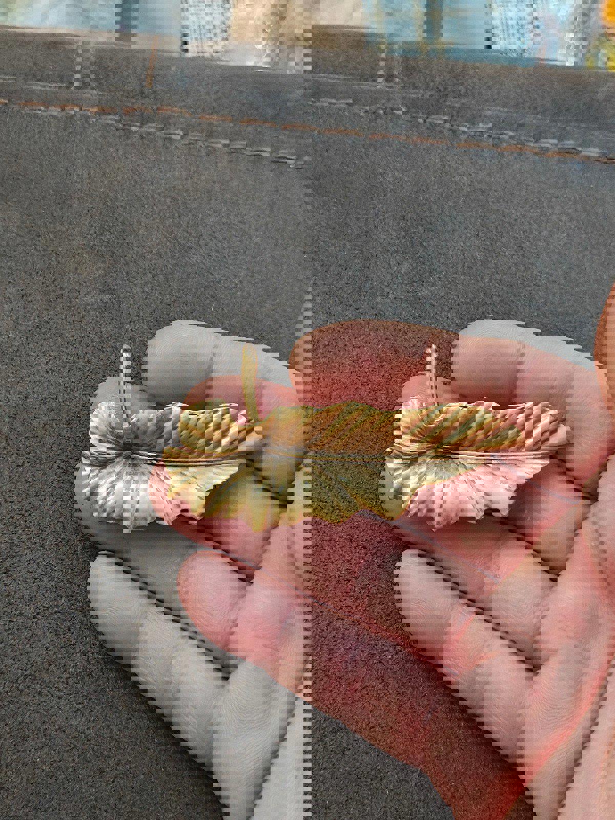 1980's Gold Tone Leaf Brooch Pin Signed TYSON (Cicely Tyson)