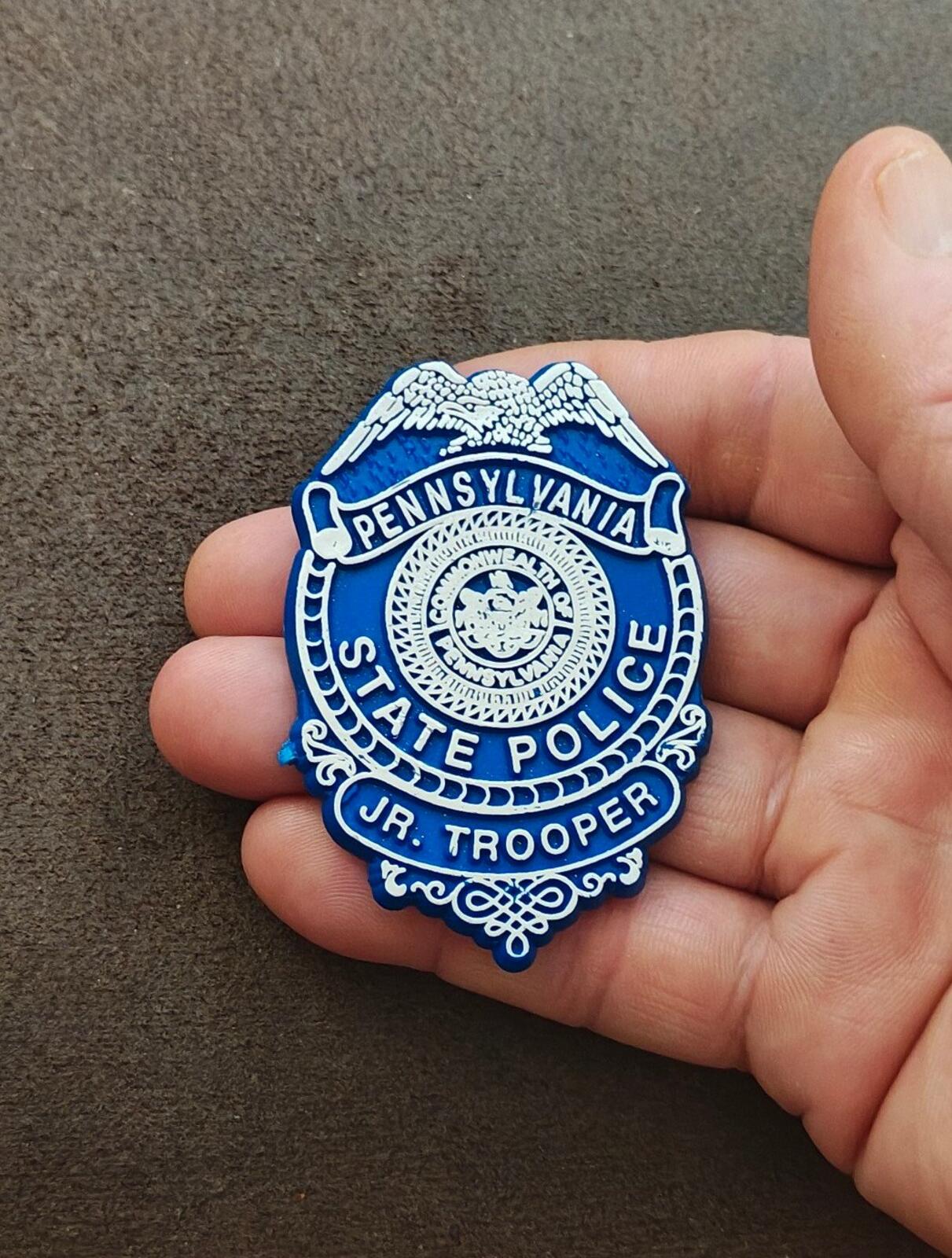 1980s/90s Rare & HTF Plastic Blue & White Junior Trooper Toy Badge