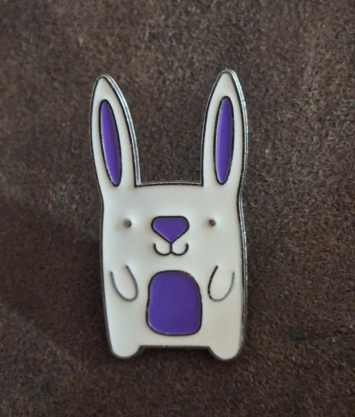 Adorable Colorful Jumbo Easter White Bunny Enamel Metal Pin.