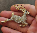 1980s Monet Reindeer Rhinestones Brooch