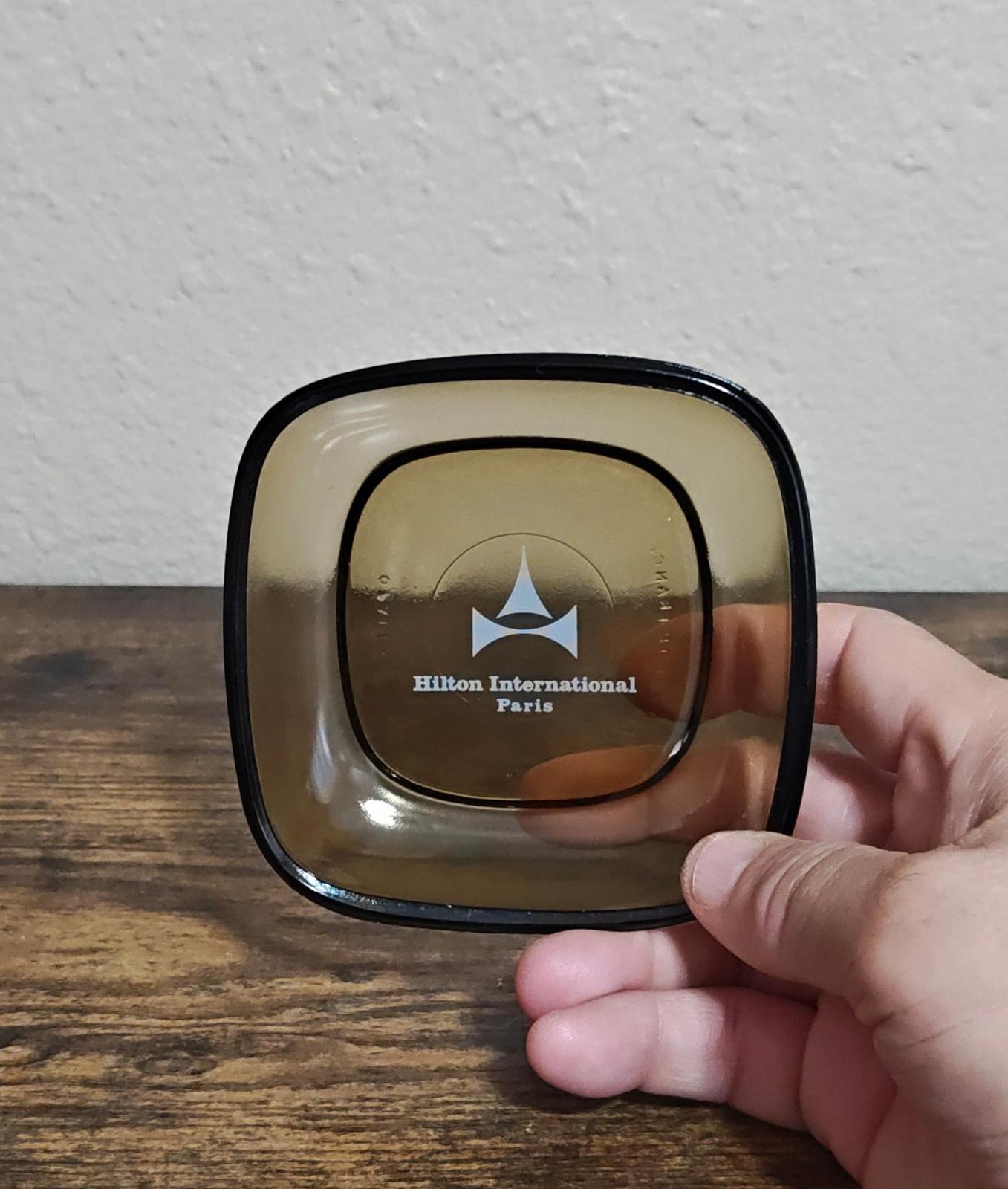 1964 Hilton International Paris Hotel Smoked Glass Ashtray