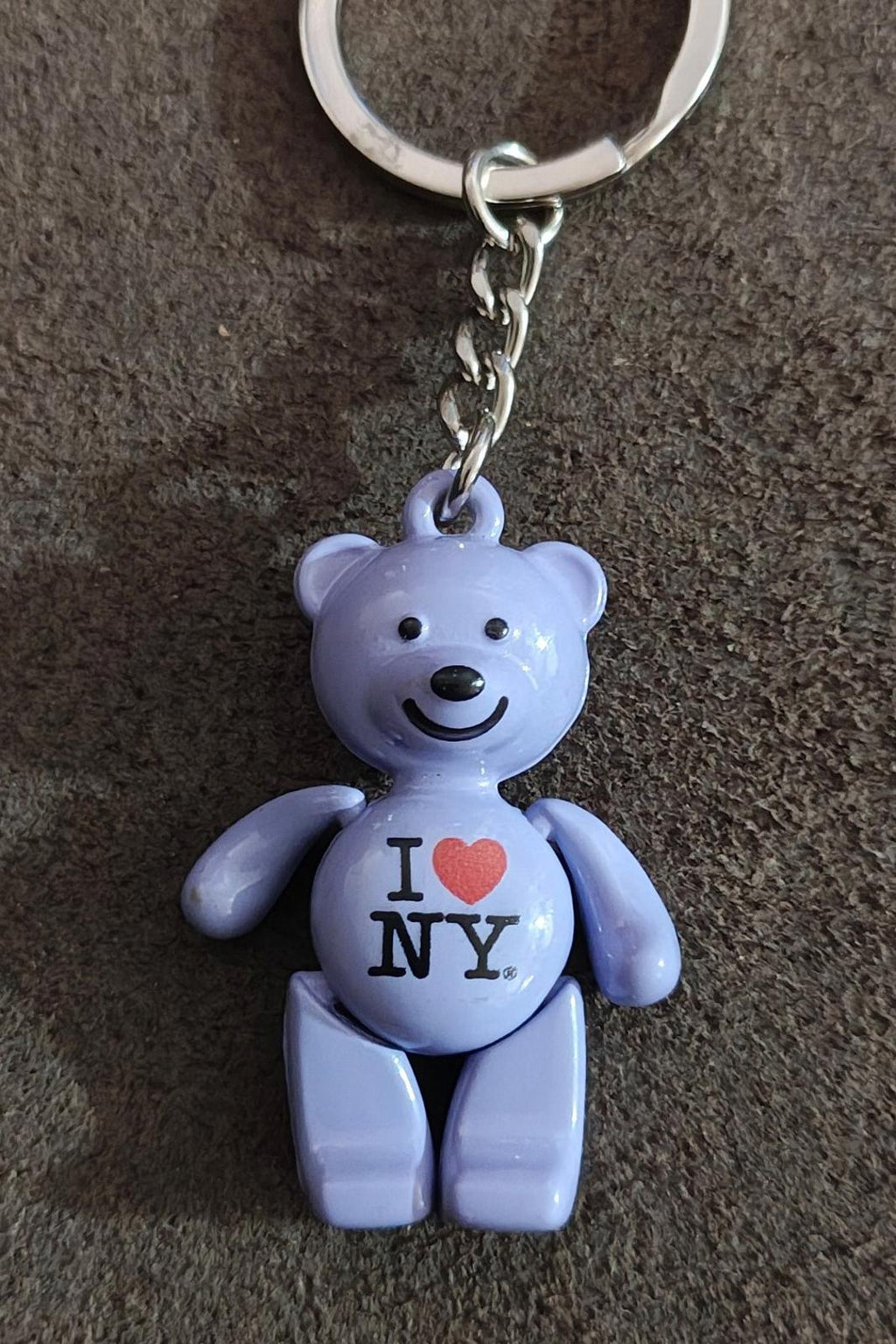 I Love NY Purple Teddy Bear Keychain With Movable Arms & Legs Keychai