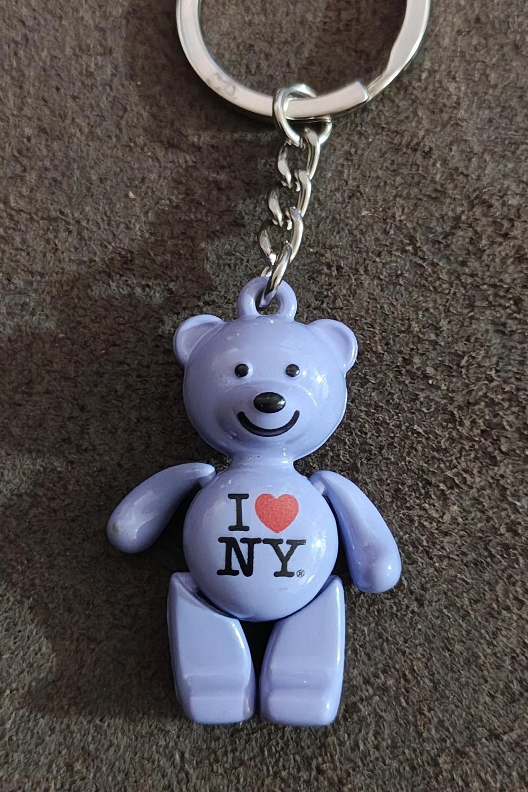 I Love NY Purple Teddy Bear Keychain With Movable Arms & Legs Keychai
