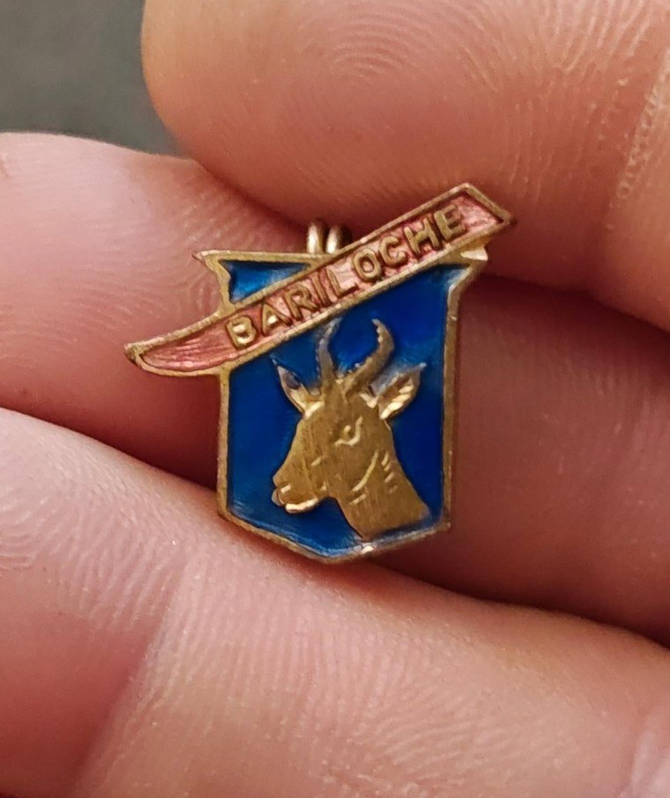 1940s/50s Bariloche Argentina Gold Tone Enamel Souvenir Pin