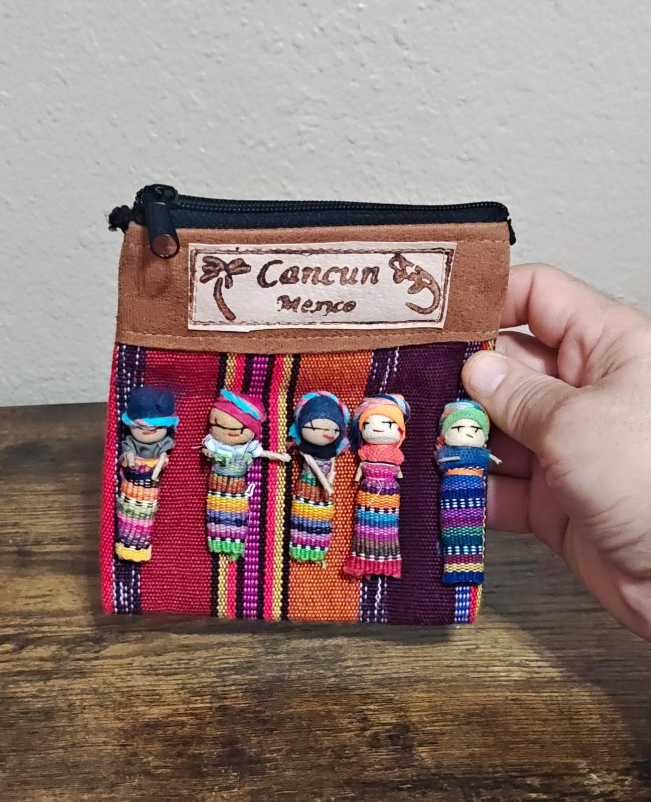 Handmade Cancun, Mexico Souvenir Worry Doll Purse