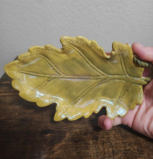 1950s/60s Glazed Ceramic Leaf Dish