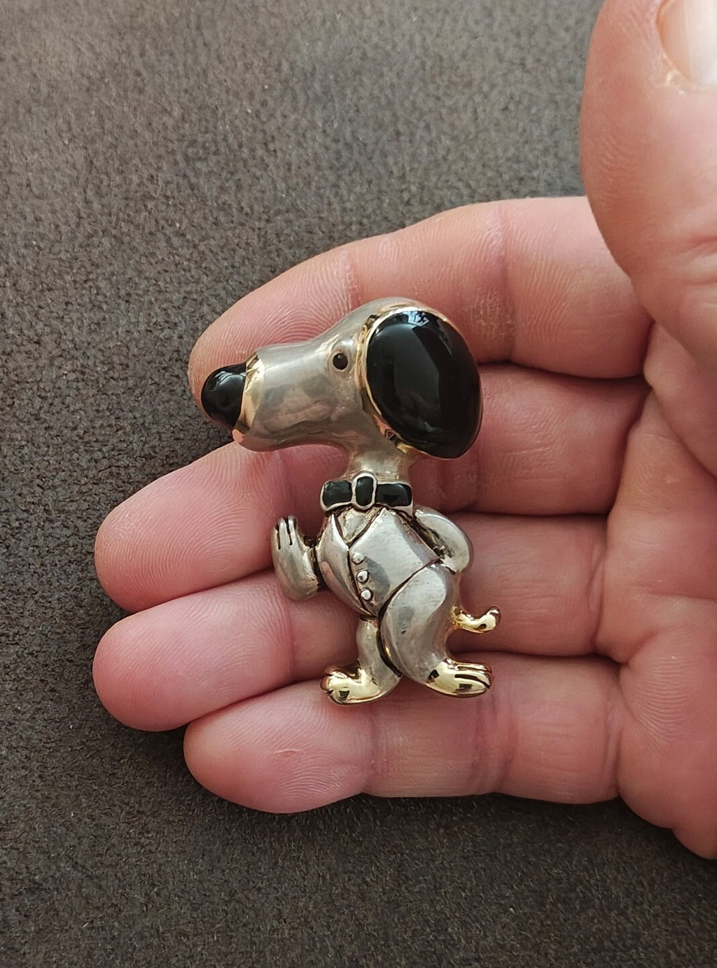 1970s Signed Best Snoopy Dual Purpose Silver Tone Pendant & Brooch Pin.