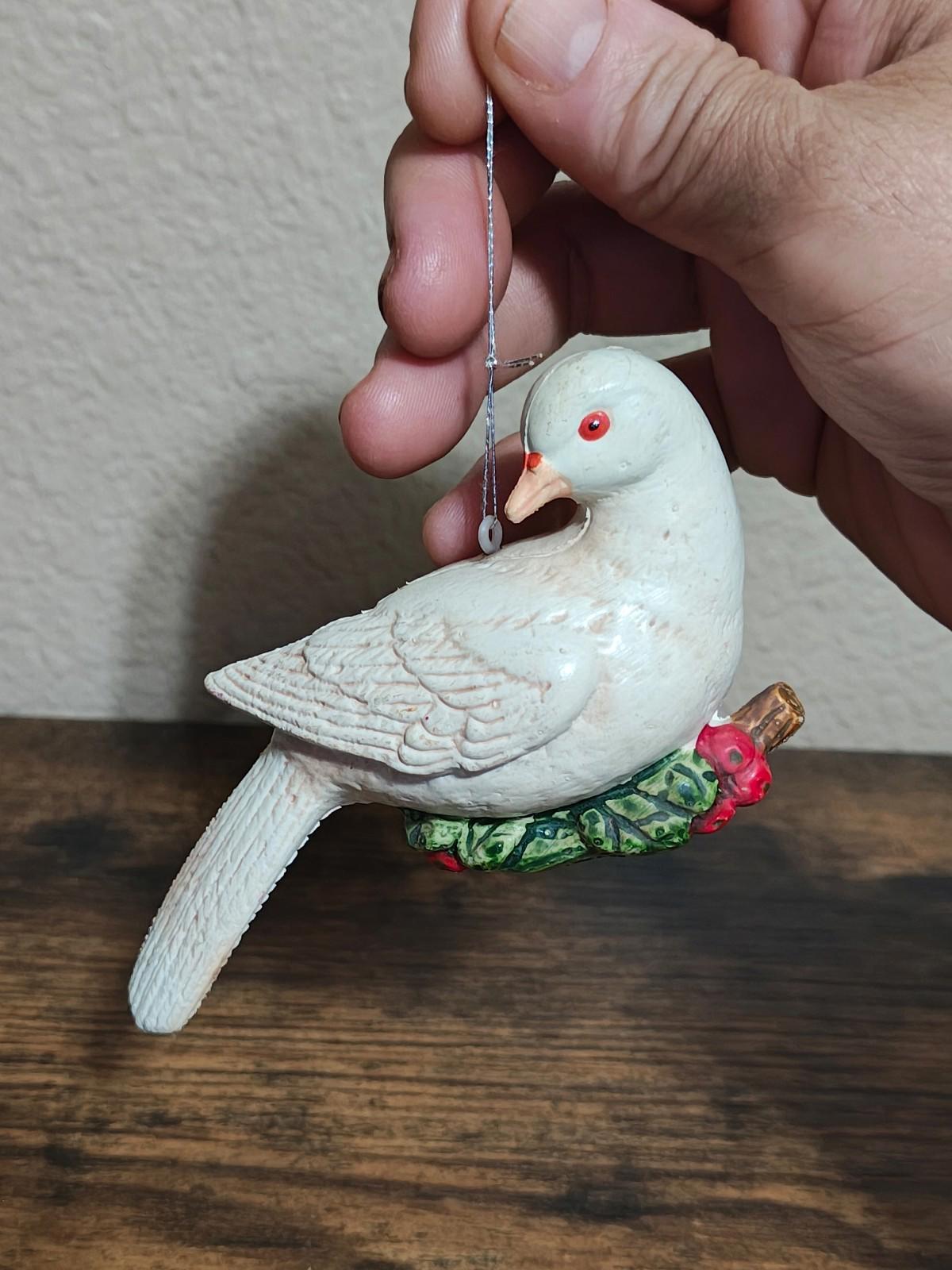 1960s Vintage White Dove Dove Plastic Christmas Ornament