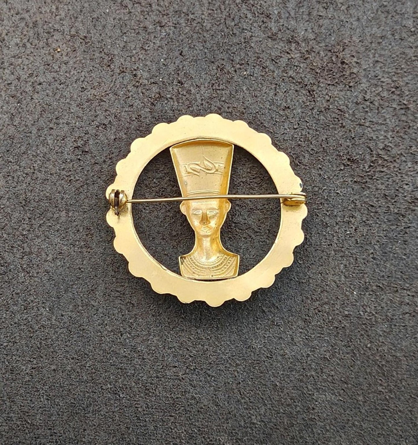 1970s Vintage Rare Egyptian Revival Queen Nefertiti Brooch Pin