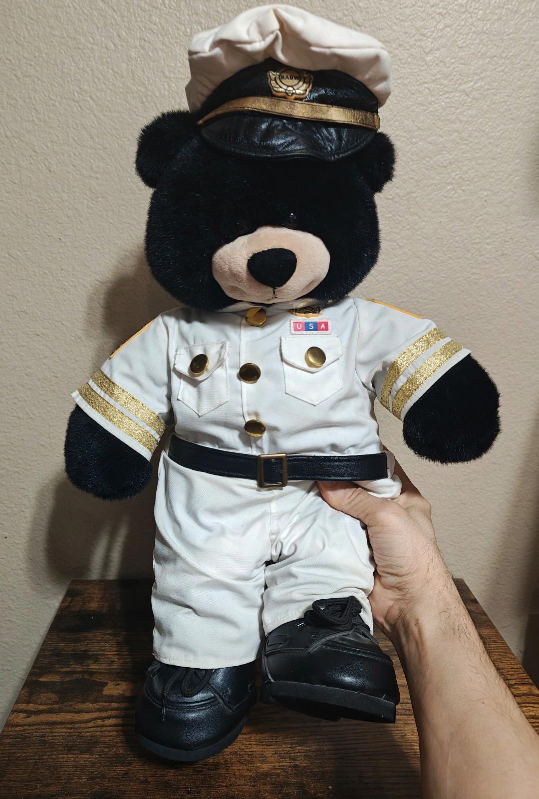 Dimples The Black Bear Build-A-Bear In U.S. Navy Officer's Uniform 19" Plush