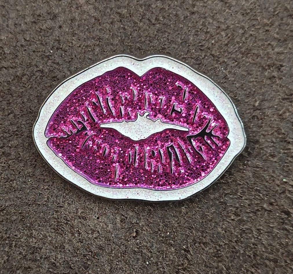 Vibrant Pink Glitter Lips Pin
