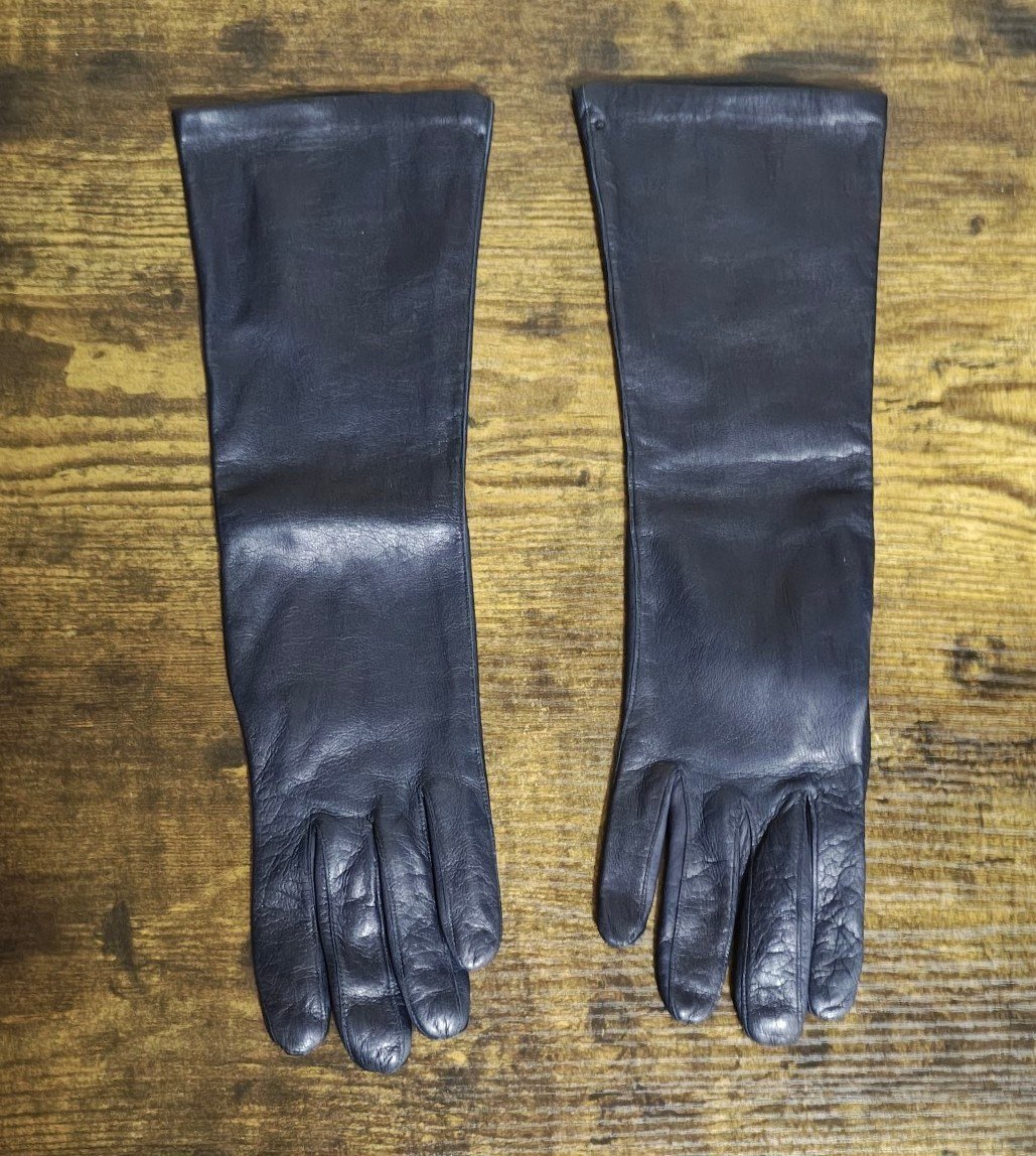 1950s/60’s Bamberger’s New Jersey Dark Navy Blue Long Leather Gloves