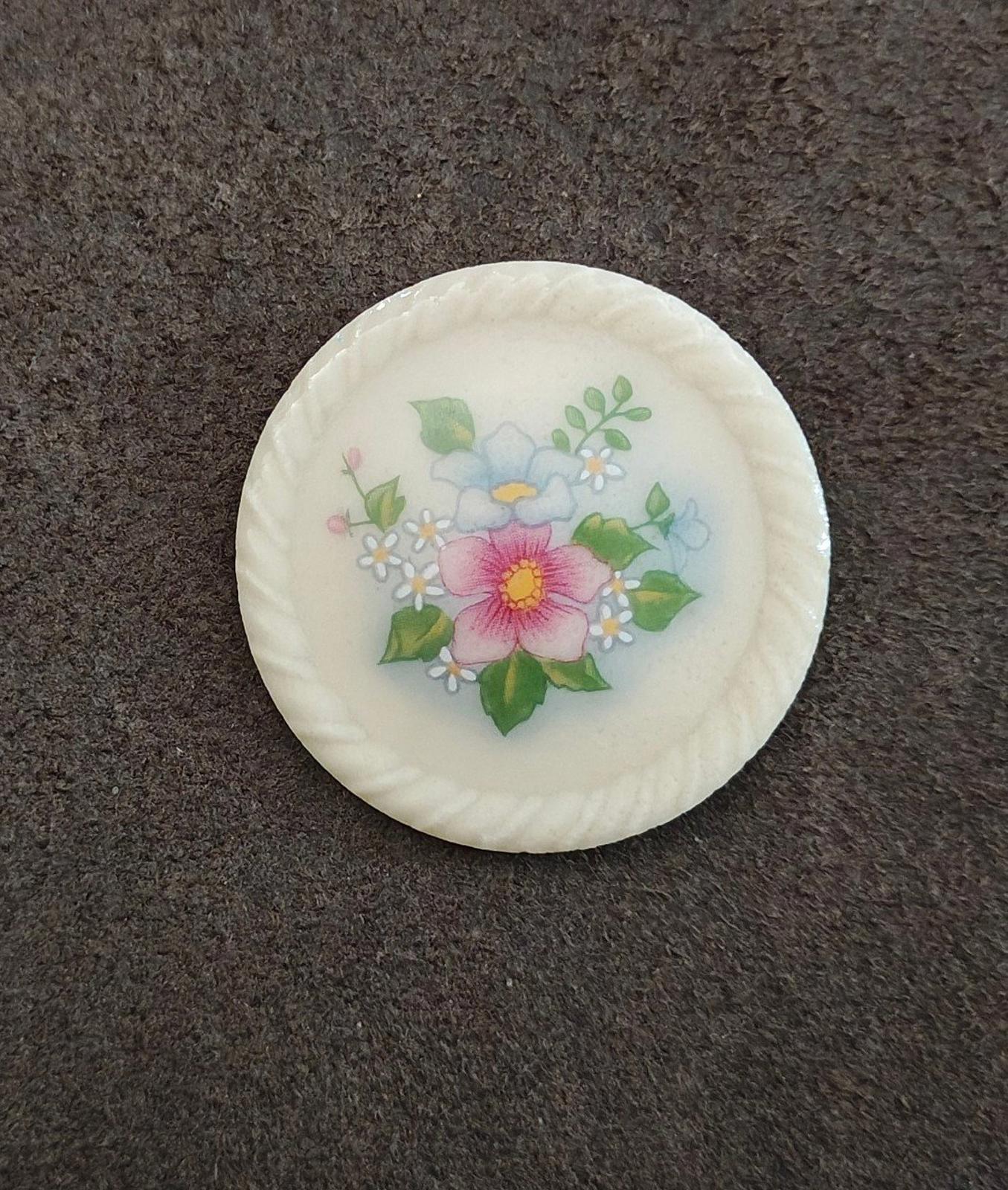 1980s Avon "Spring Bouquet" Porcelain Disc Brooch Pin