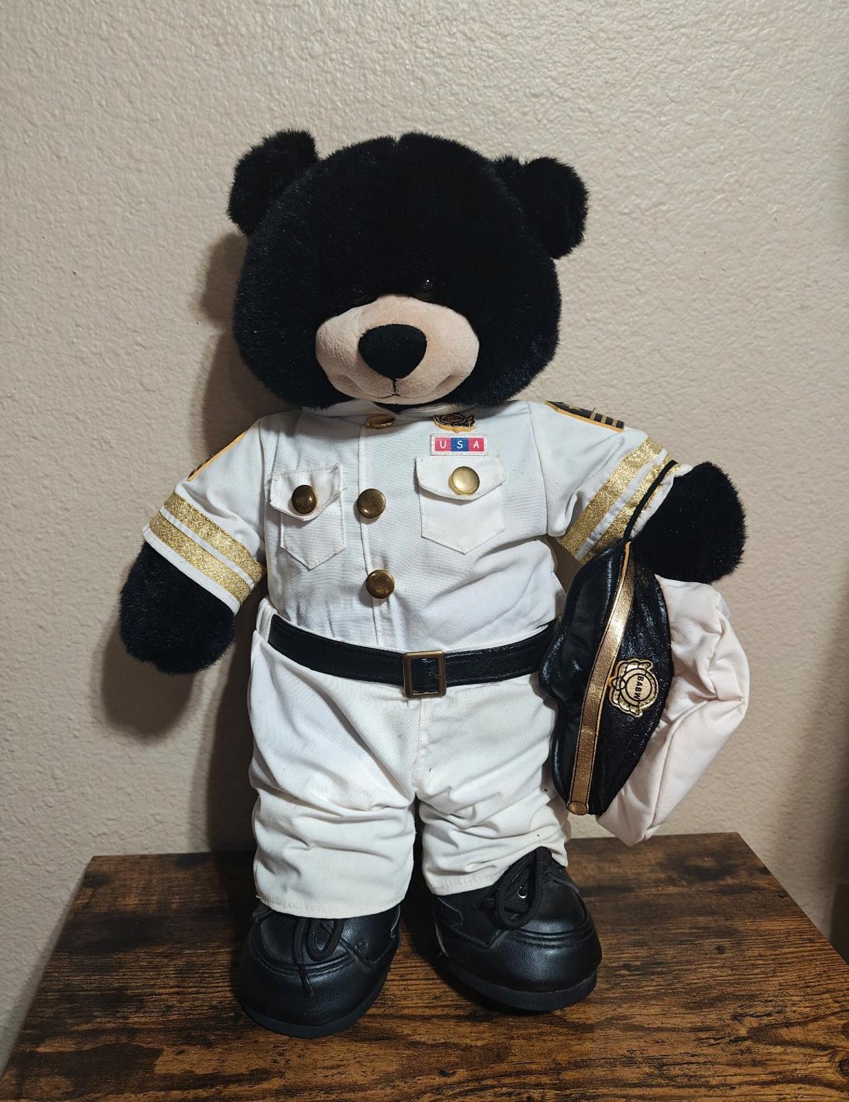 Dimples The Black Bear Build-A-Bear In U.S. Navy Officer's Uniform 19" Plush