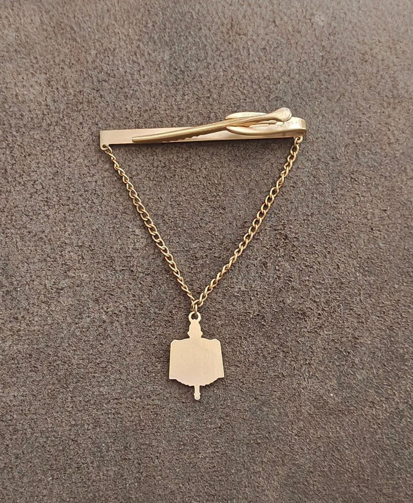 Hickok "Class of 1949" Vintage Gold Tone Tie Bar/Tie Clip Featuring a Book Charm