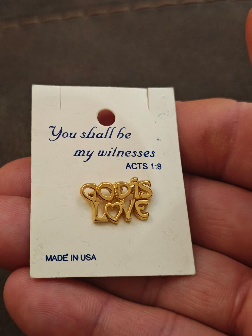 1980s Christian "God Is Love" Gold Tone Pin