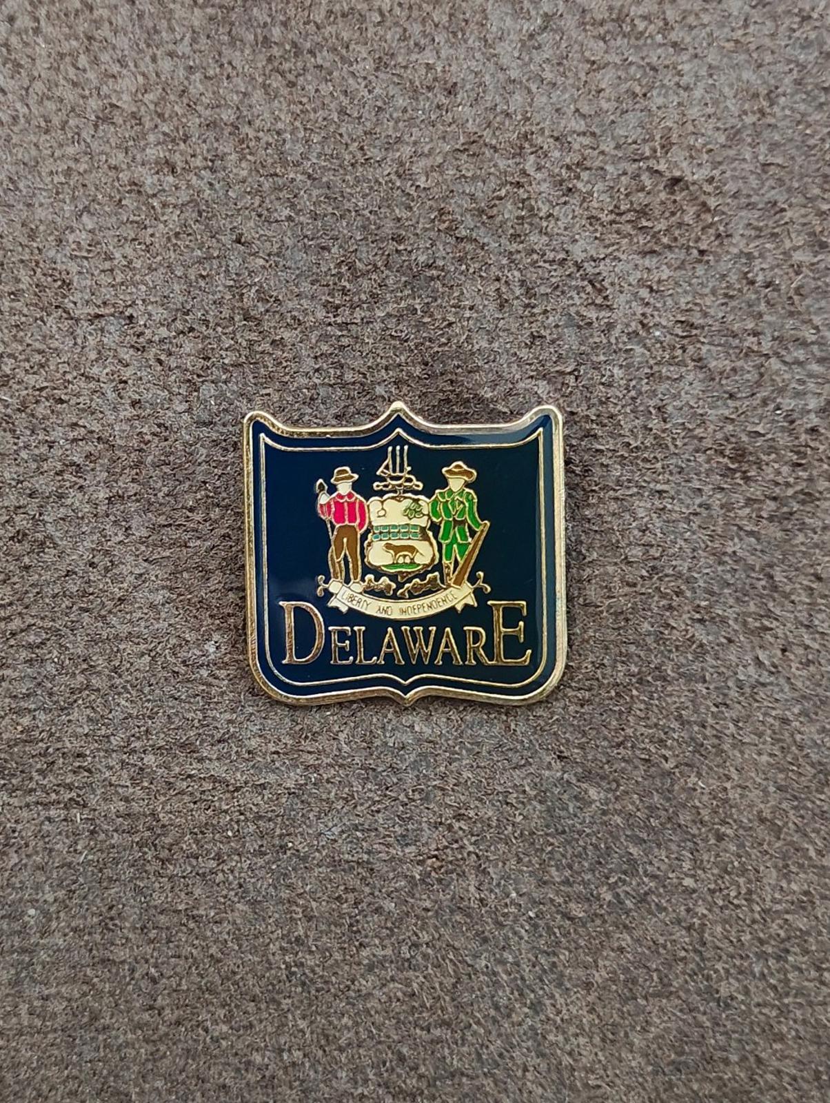 1990s Gold Tone Delaware Souvenir Enamel Pin