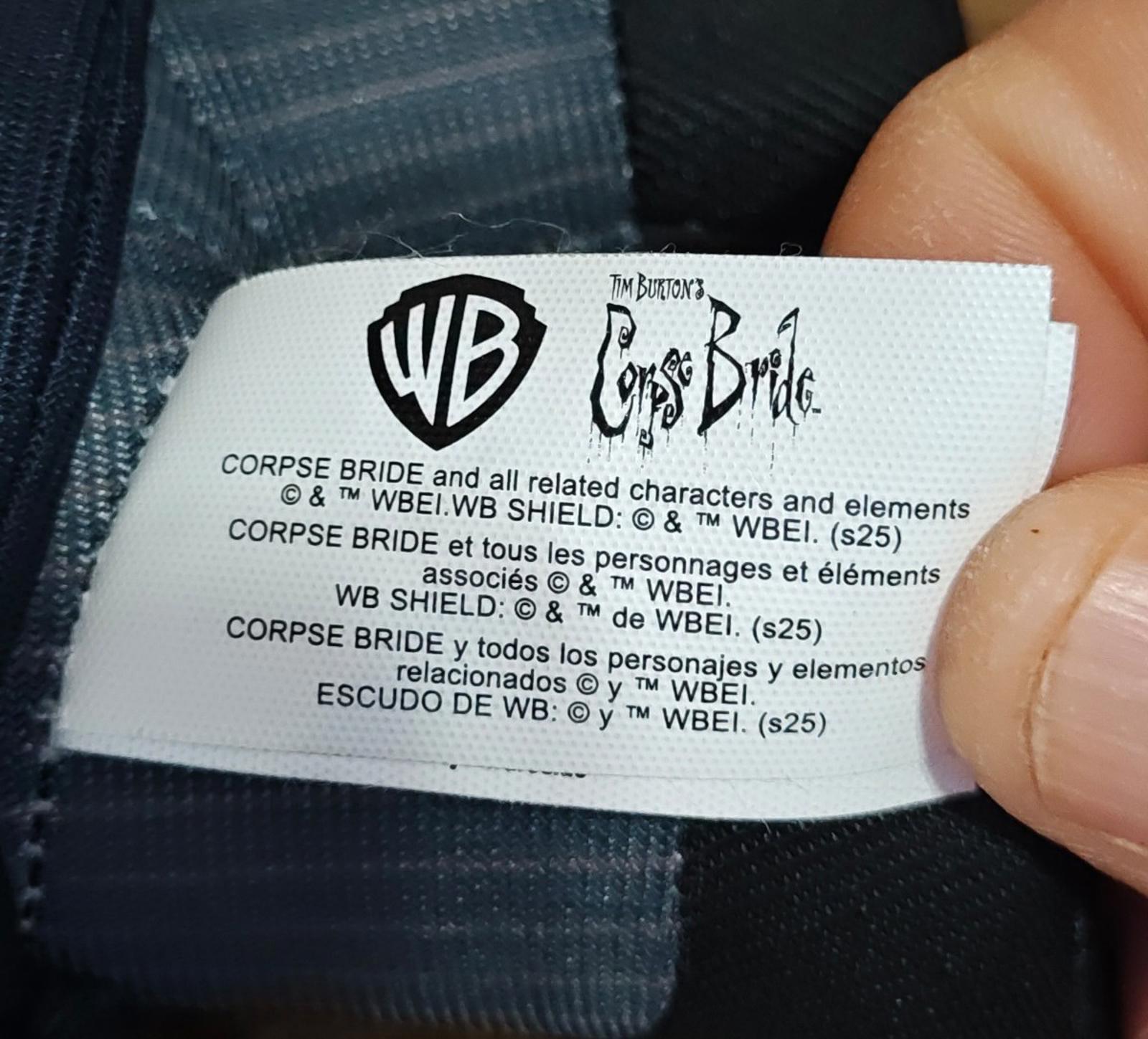 Corpse Bride plush care tag with WB and EULA copyright text