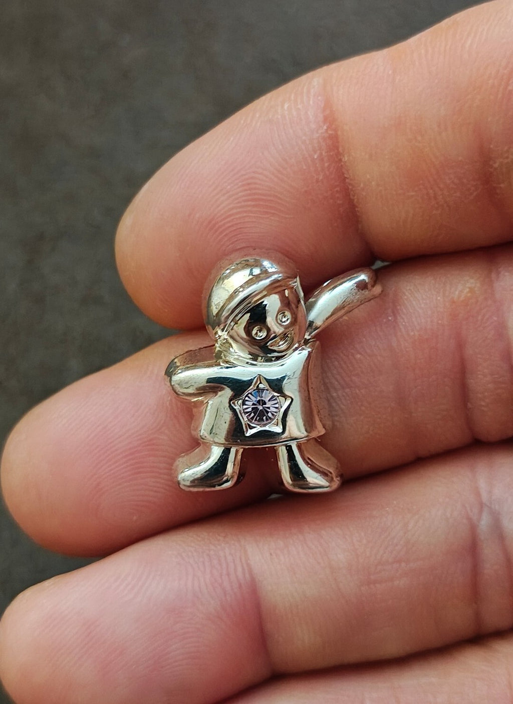 1990s Signed Best Silver Tone Schoolboy Pendant