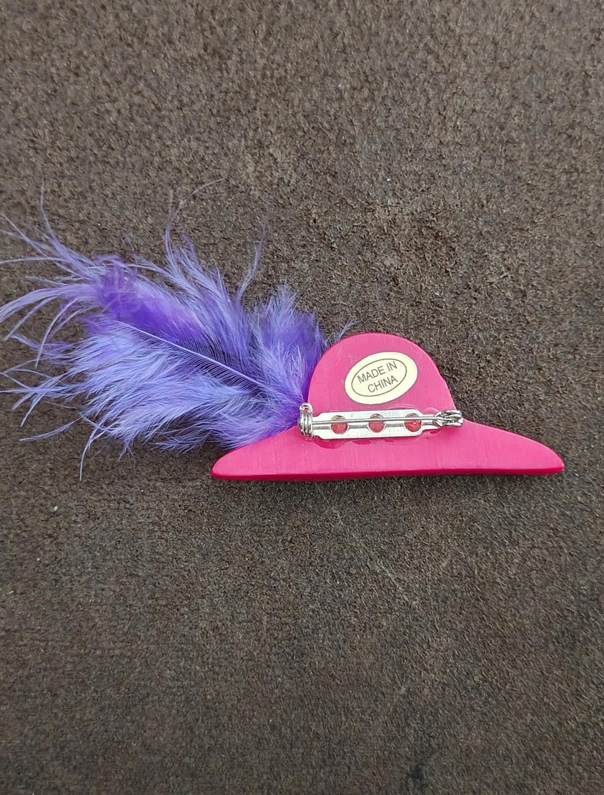 1990s Red Hat Society Hard Plastic Brooch