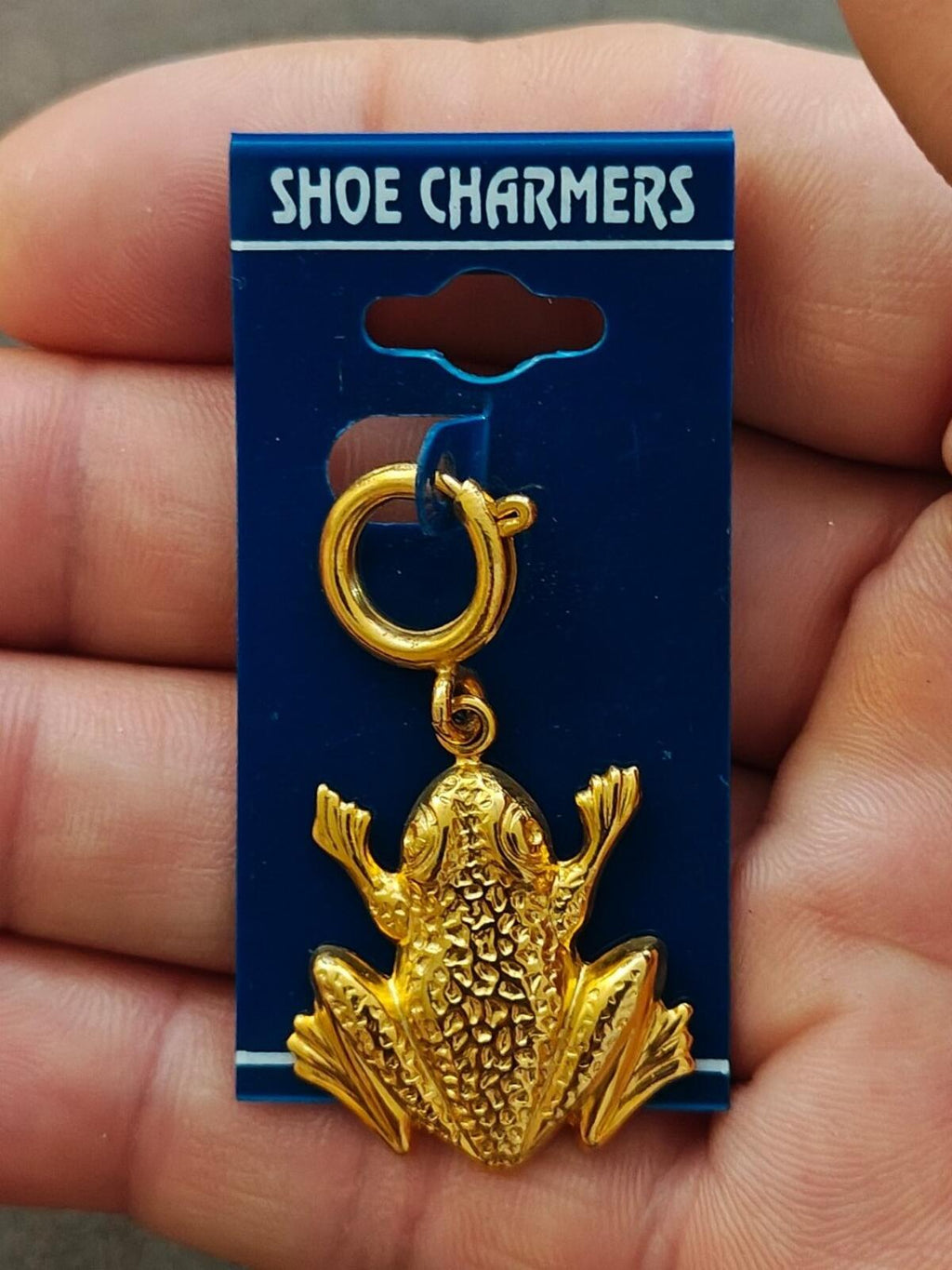 1990s Brass Textured Frog Shoe Charm/Charm