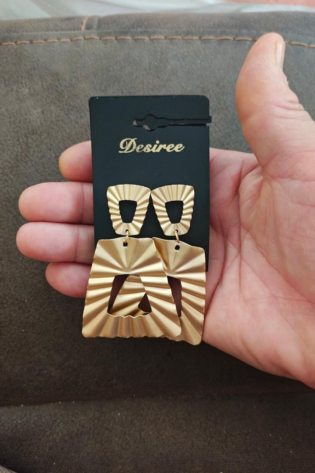 Gold Tone Desiree Brand Hammered Textured Statement Earrings New