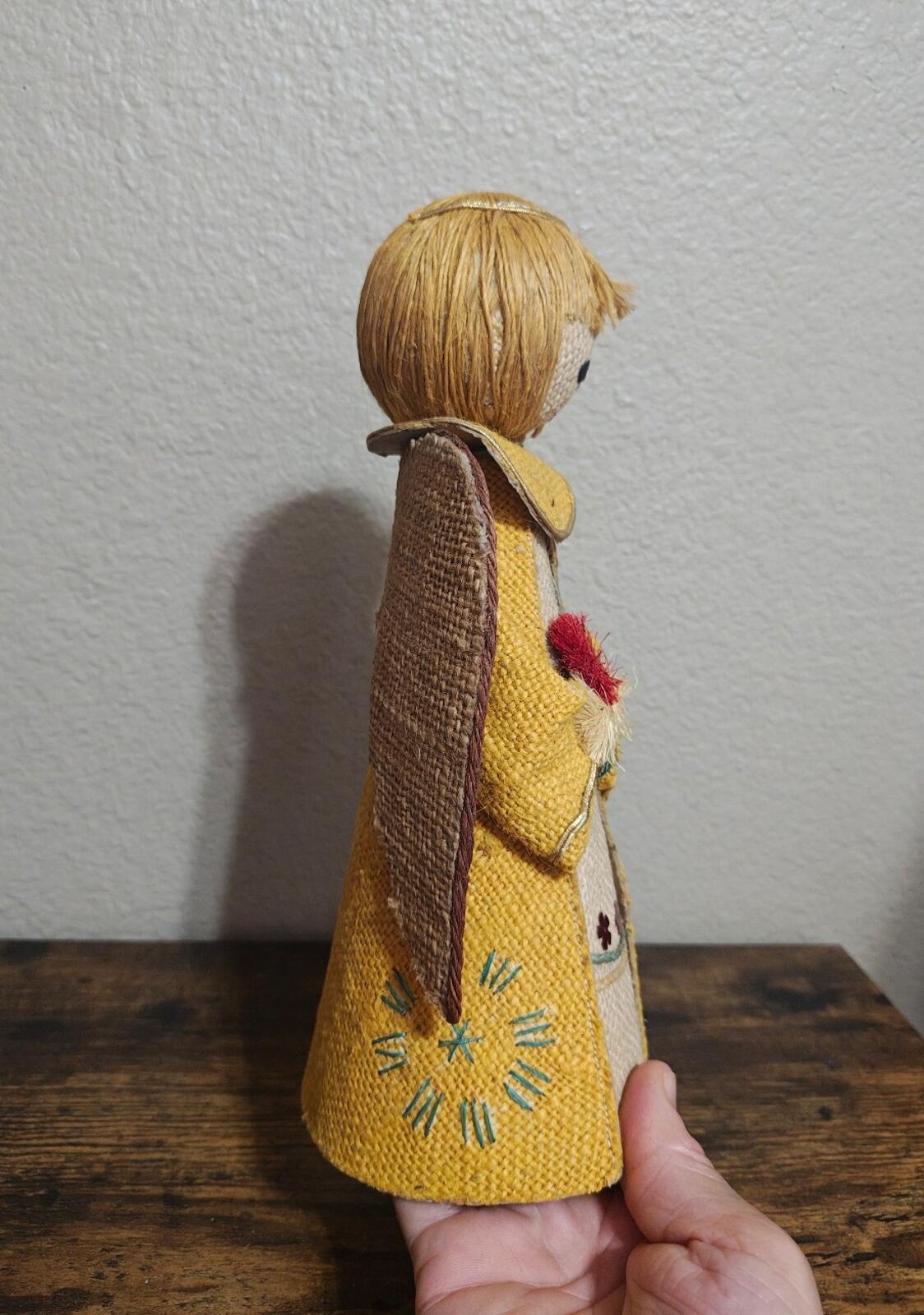 1960s/70s Handcrafted Burlap & Jute Angel Figurine/Tree Topper