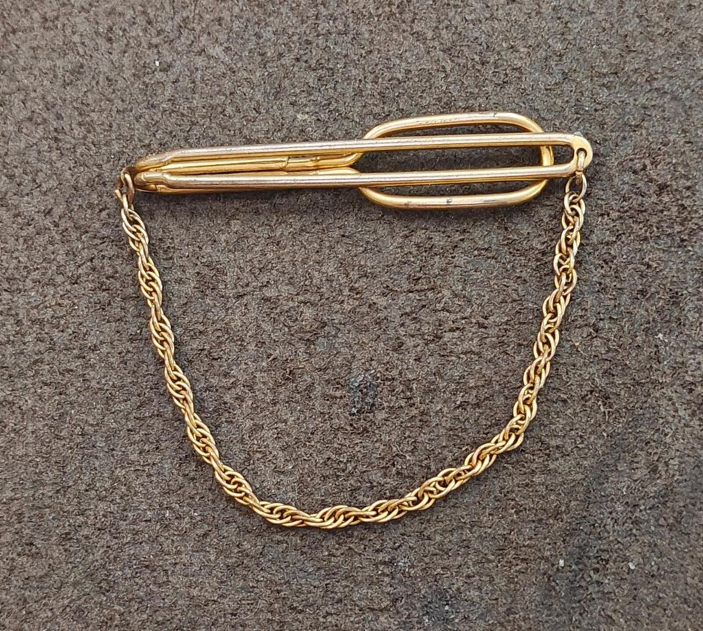 1930s Signed Swank Art Deco Style Gold Tone Tie Bar/Tie Clip