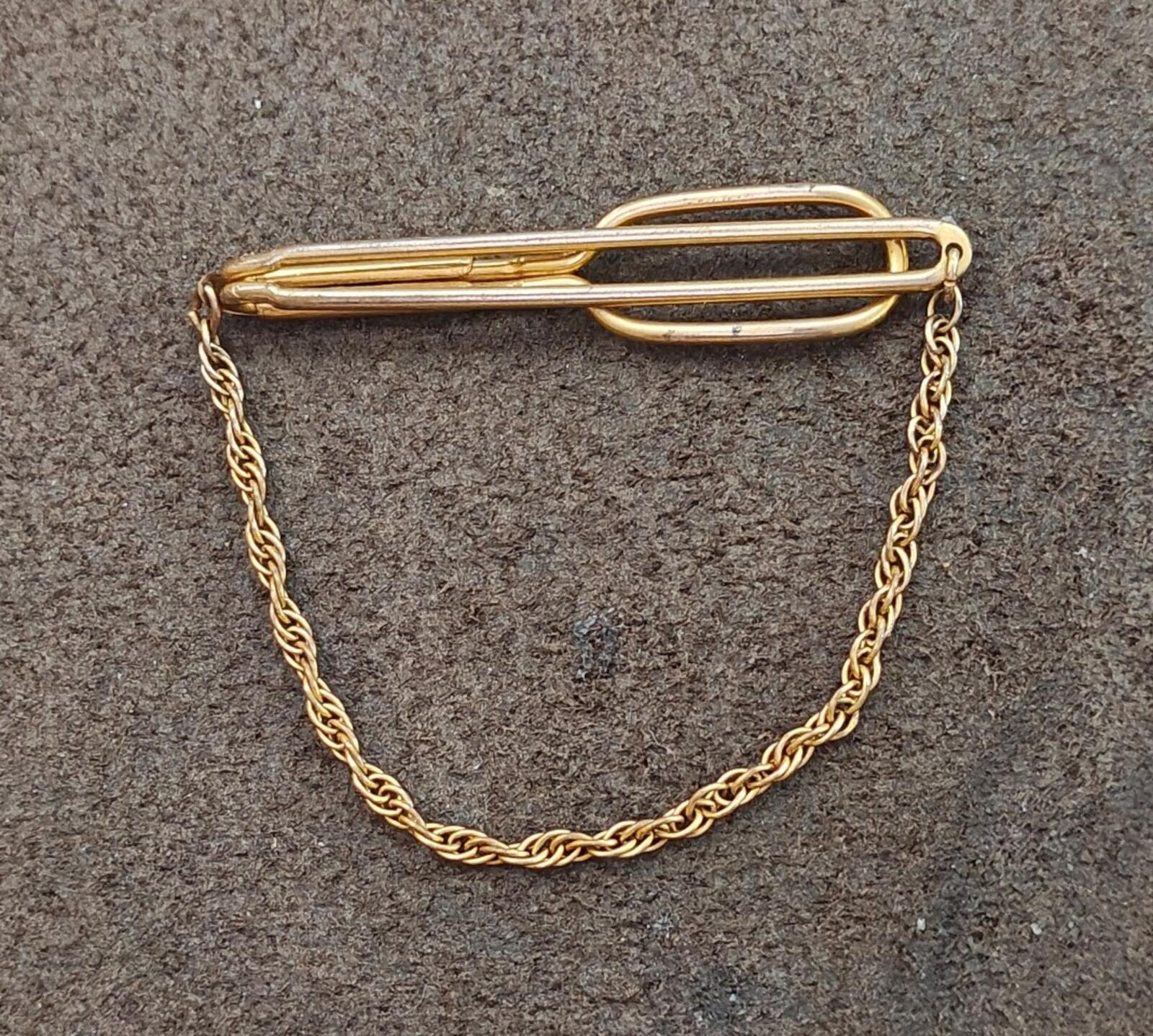 1930s Signed Swank Art Deco Style Gold Tone Tie Bar/Tie Clip