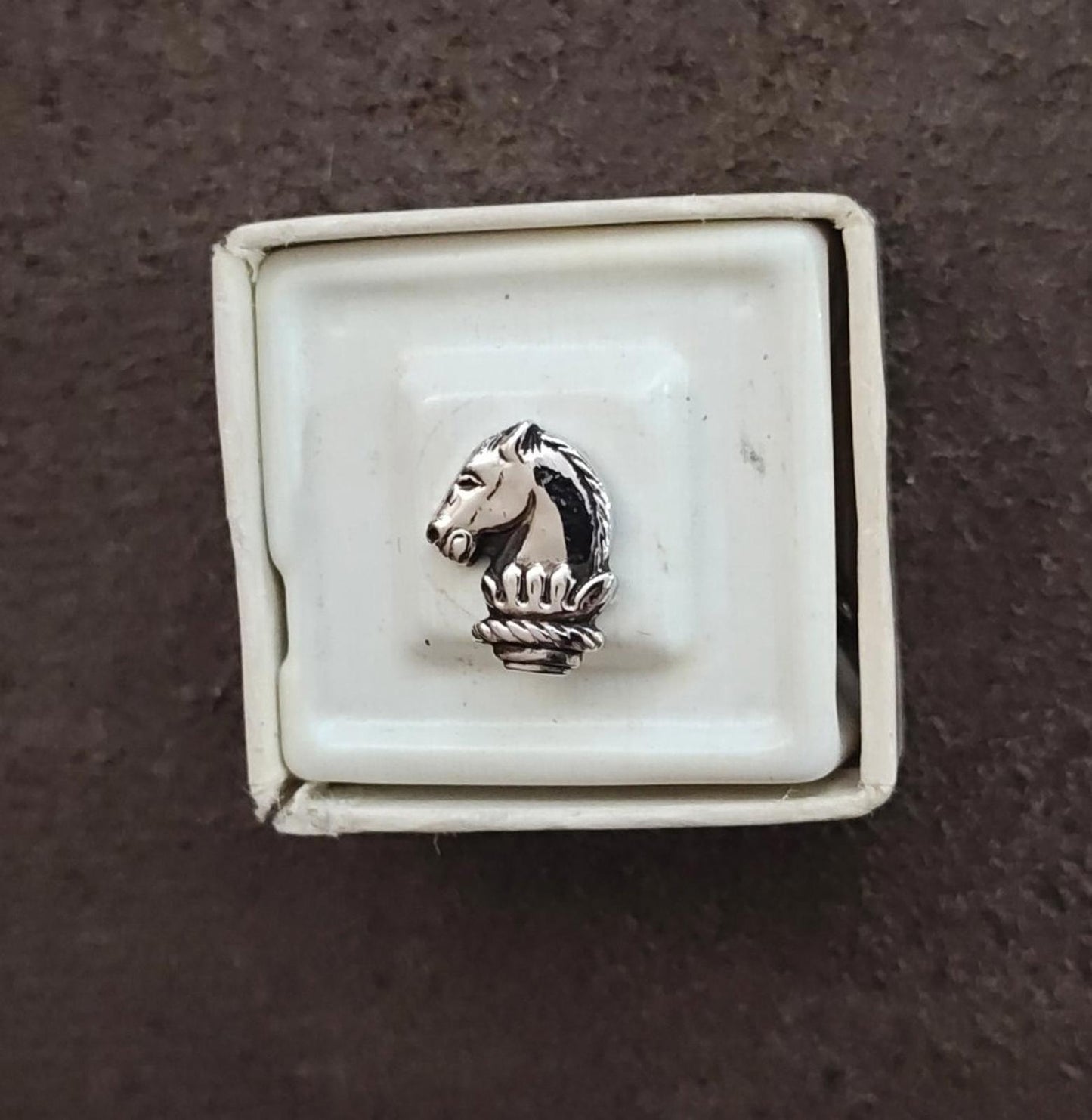 1960s Vintage Silver Tone Textured Horse Head Tie Tack Pin