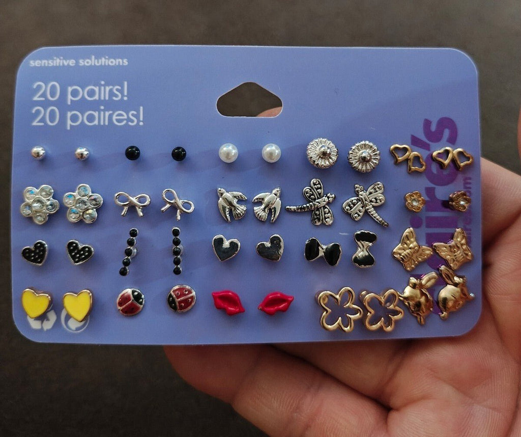 Claire's Sensitive Solutions 20-Pair Stud Earring Multipack - Trinketmania-LV
