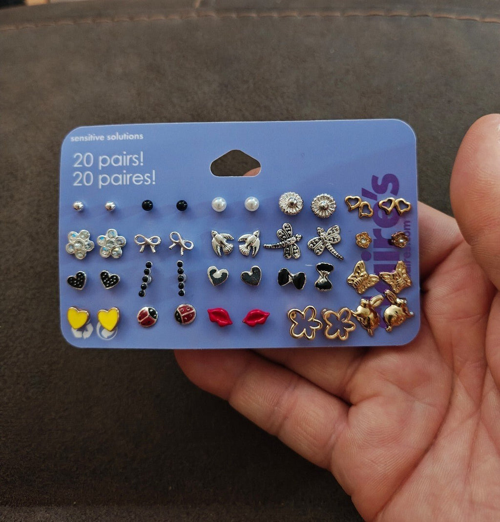 Claire's Sensitive Solutions 20-Pair Stud Earring Multipack - Trinketmania-LV