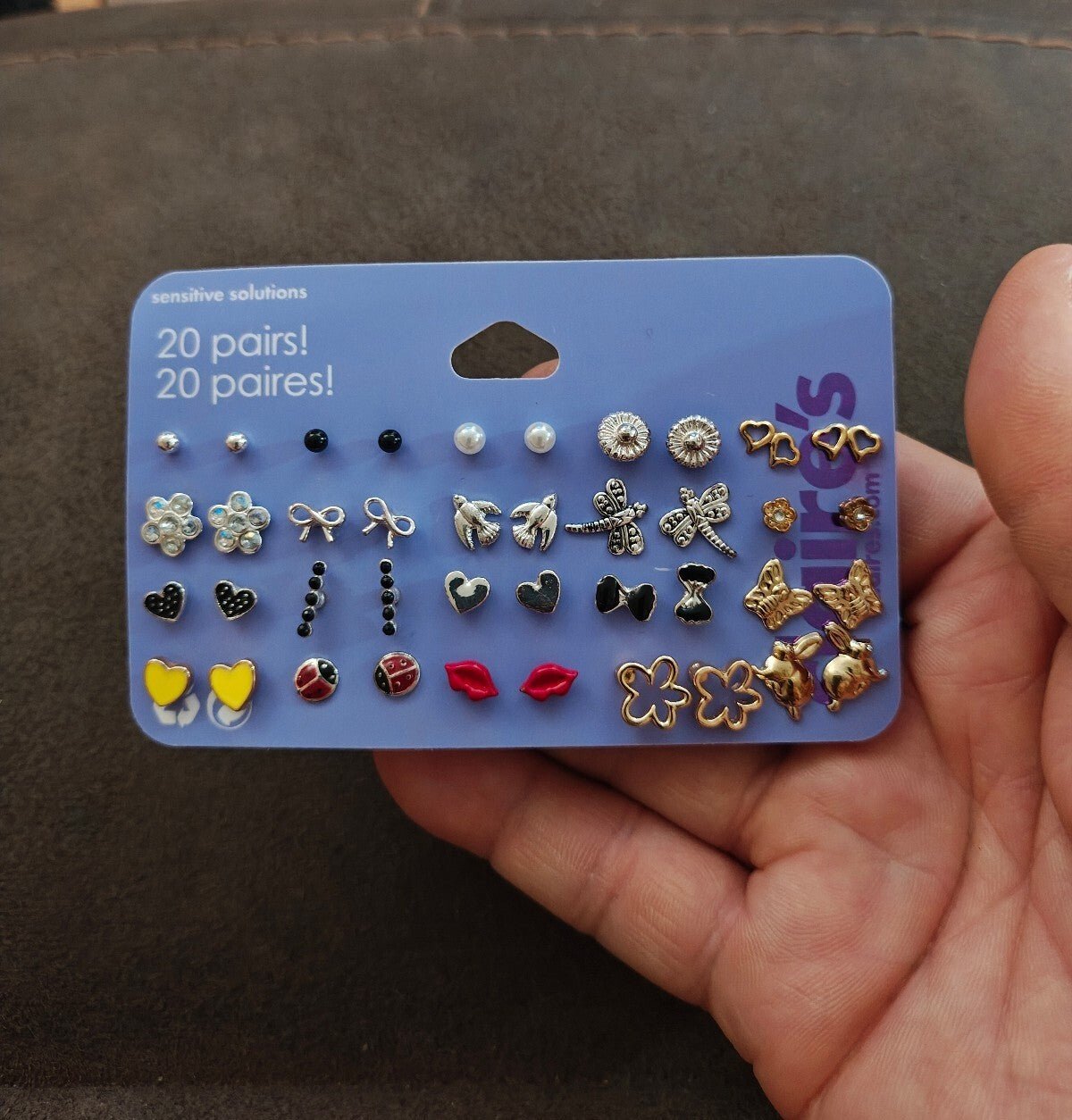 Claire's Sensitive Solutions 20-Pair Stud Earring Multipack - Trinketmania-LV