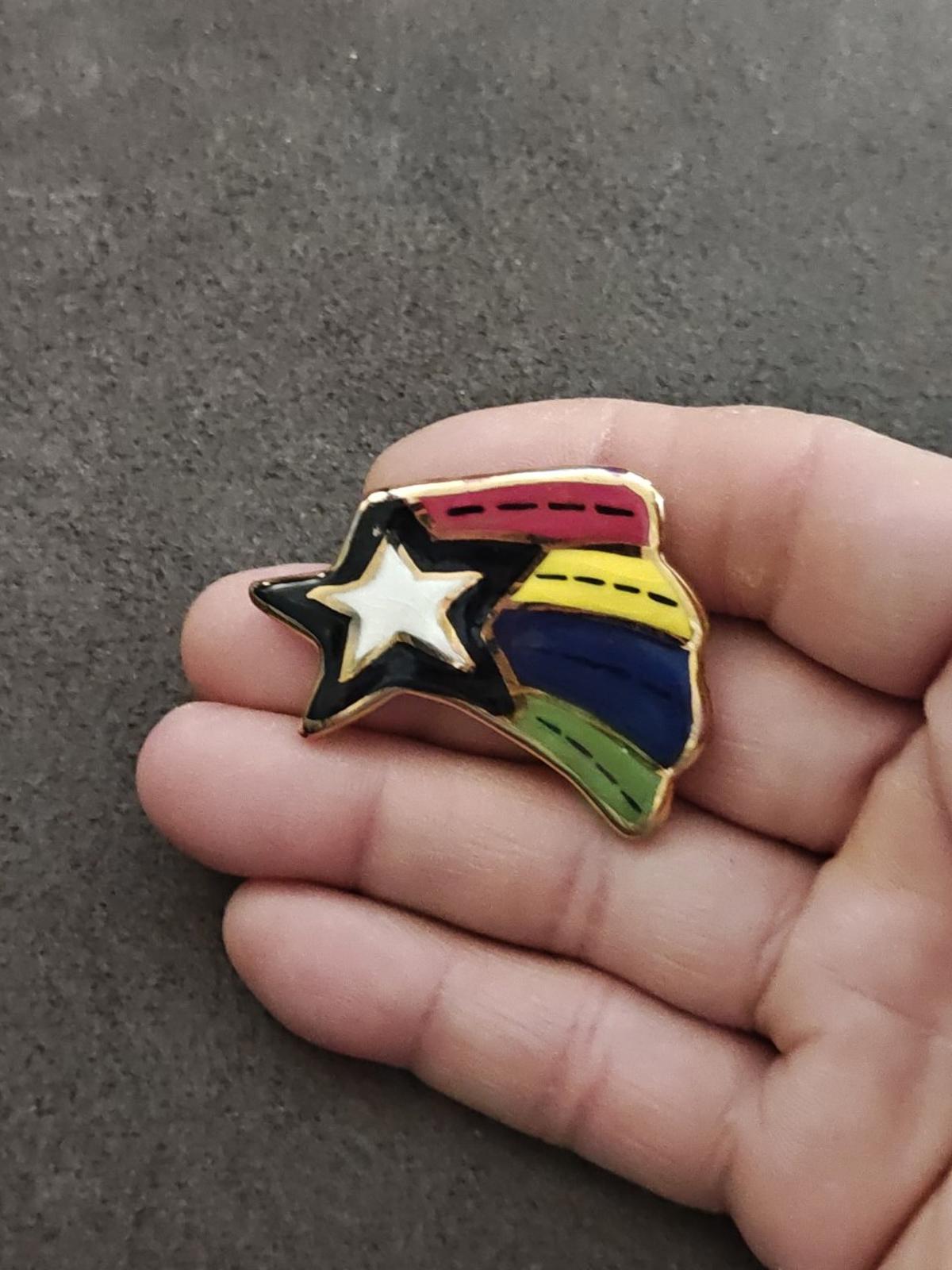 Artisan Rainbow Shooting Star Ceramic Glazed Pin Brooch