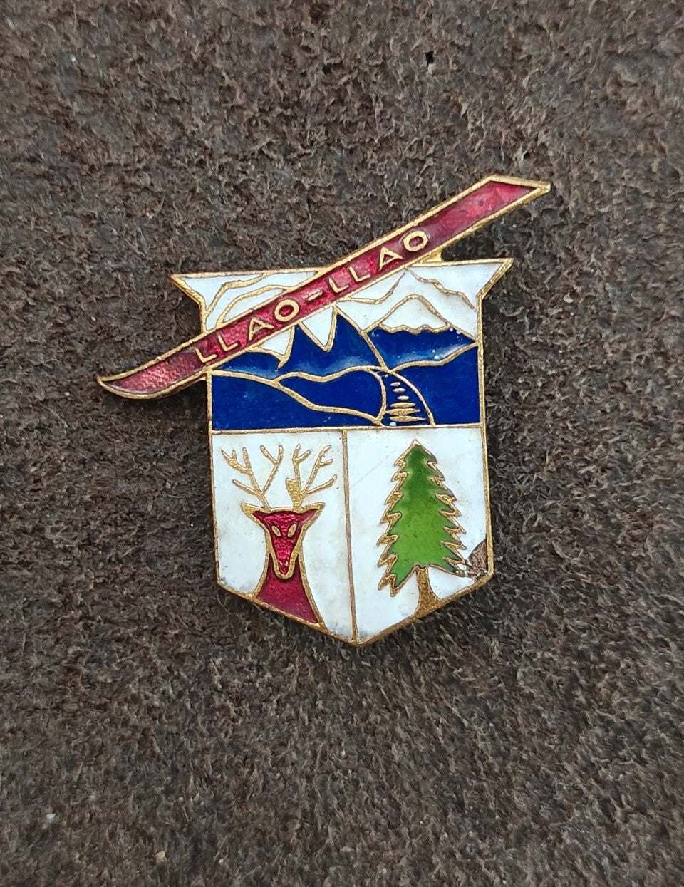 1940s LLAO LLAO Ski Resort Argentina Gold Tone Enamel Pin