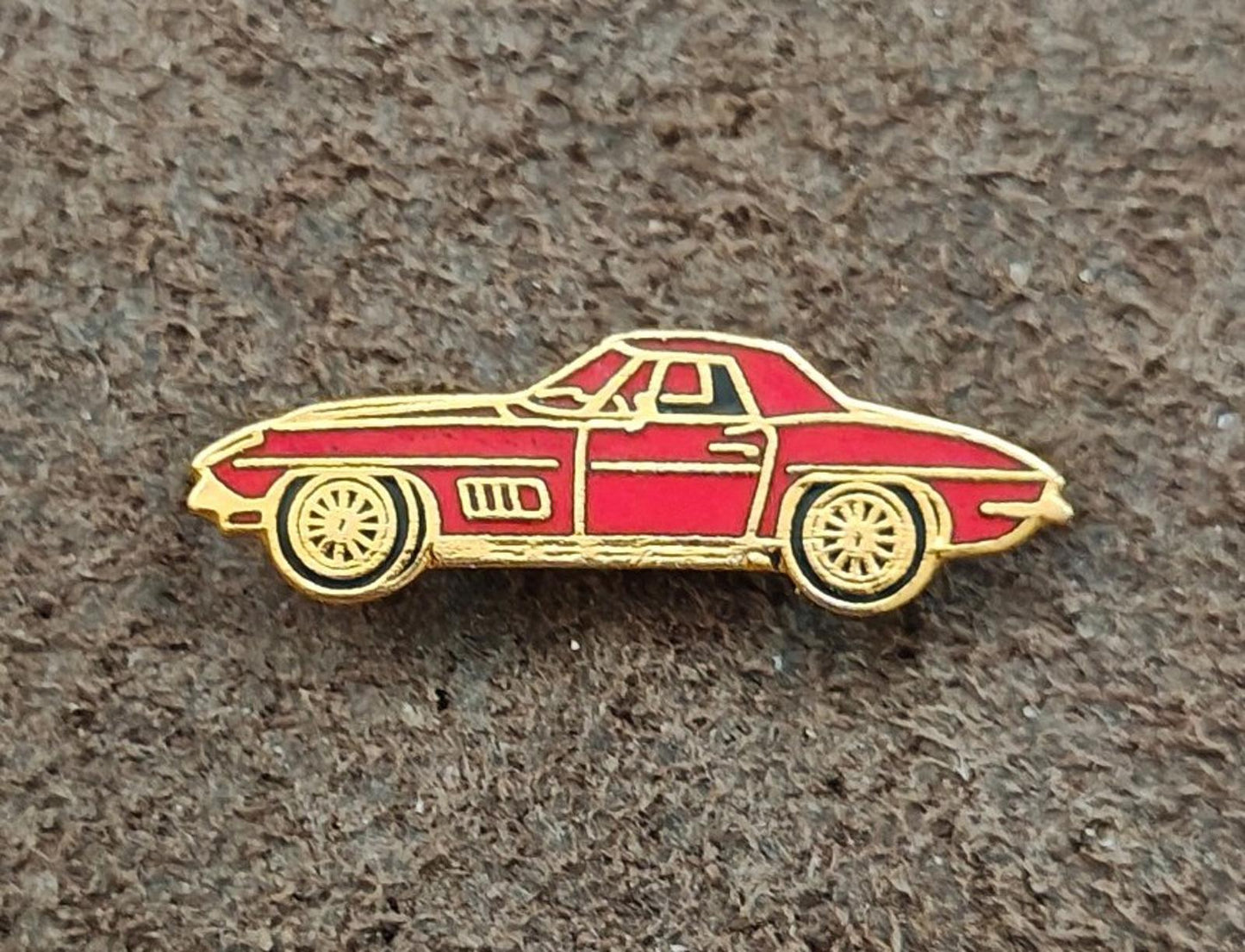 1980's Red Corvette Gold Tone Car Enamel Pin
