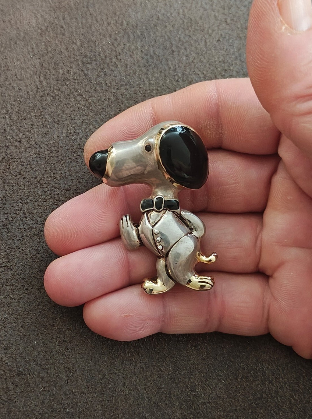 1970s Signed Best Snoopy Dual Purpose Silver Tone Pendant & Brooch Pin.