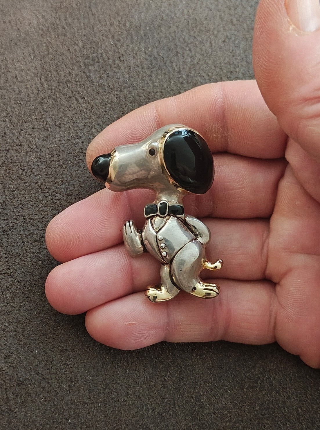 1970s Signed Best Snoopy Dual Purpose Silver Tone Pendant & Brooch Pin.
