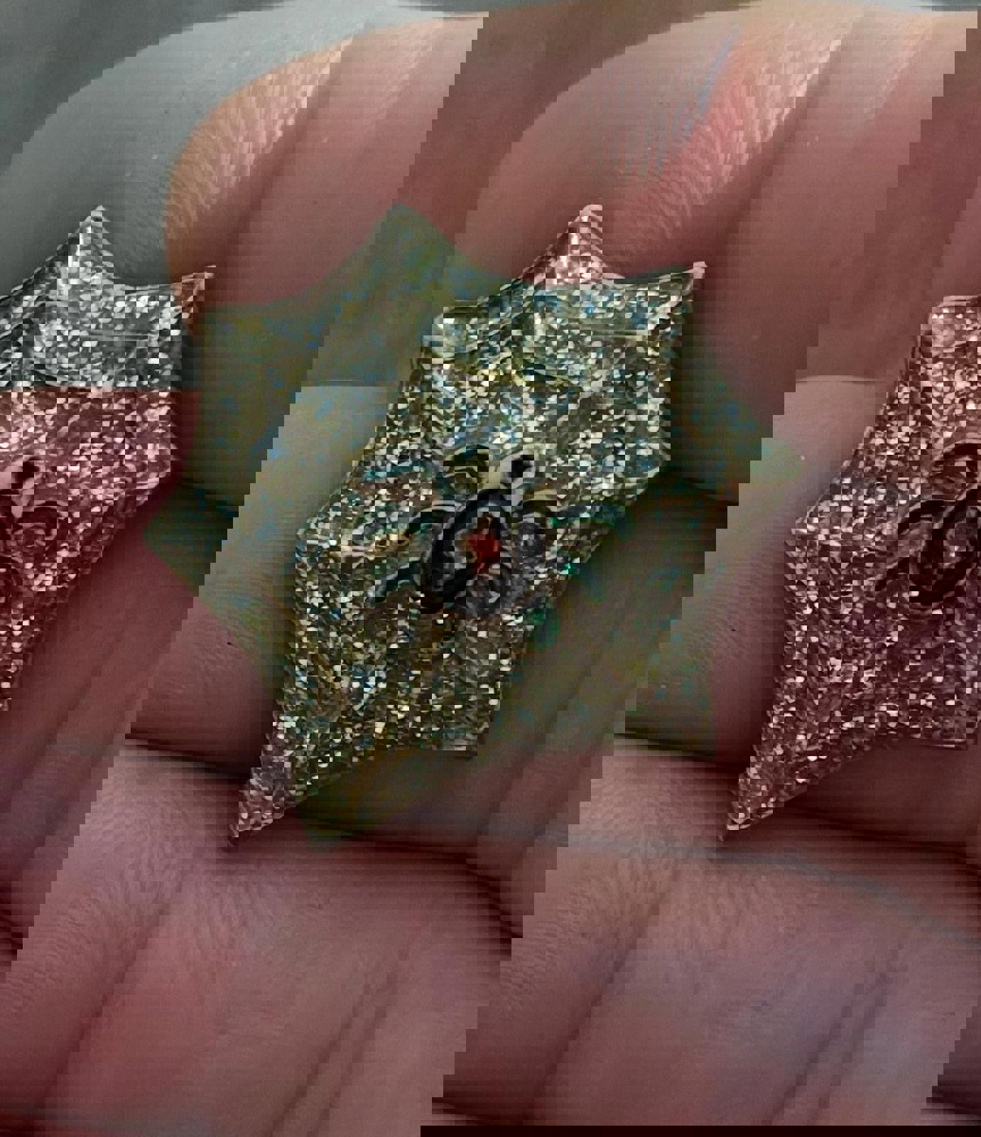 Black Widow Spider in Glitter Web Enamel Pin Brooch