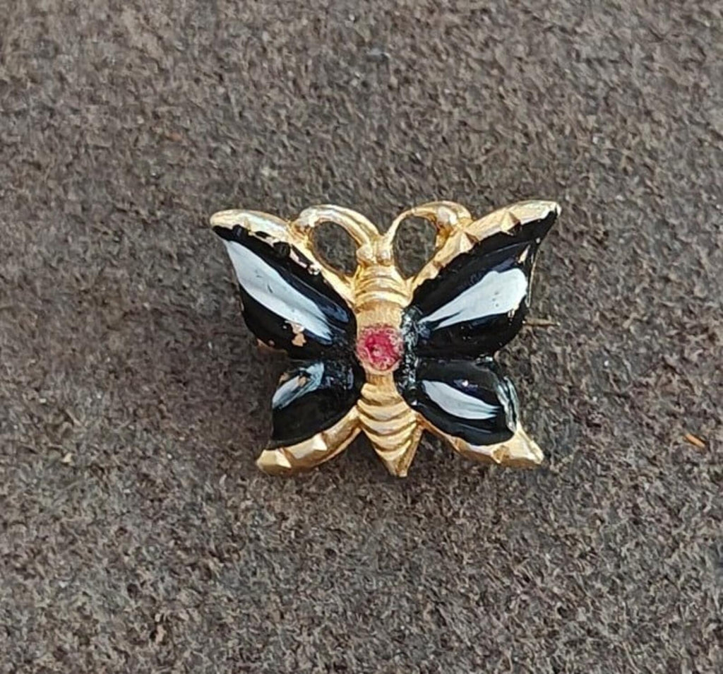 1960s/70s Gold Tone Enamel Butterfly Brooch