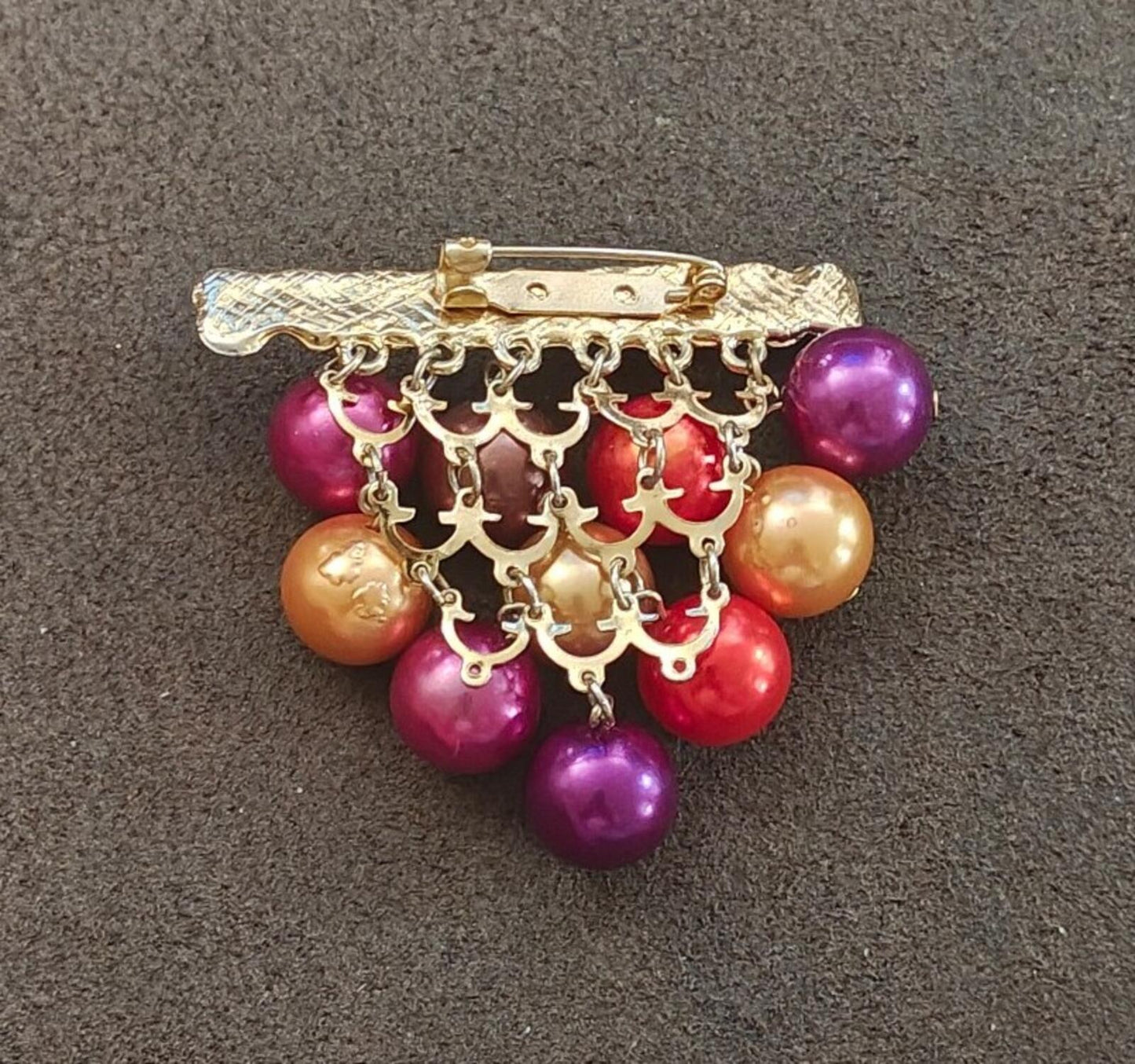 1960s Chandelier Style Gold Tone With Colorful Beads