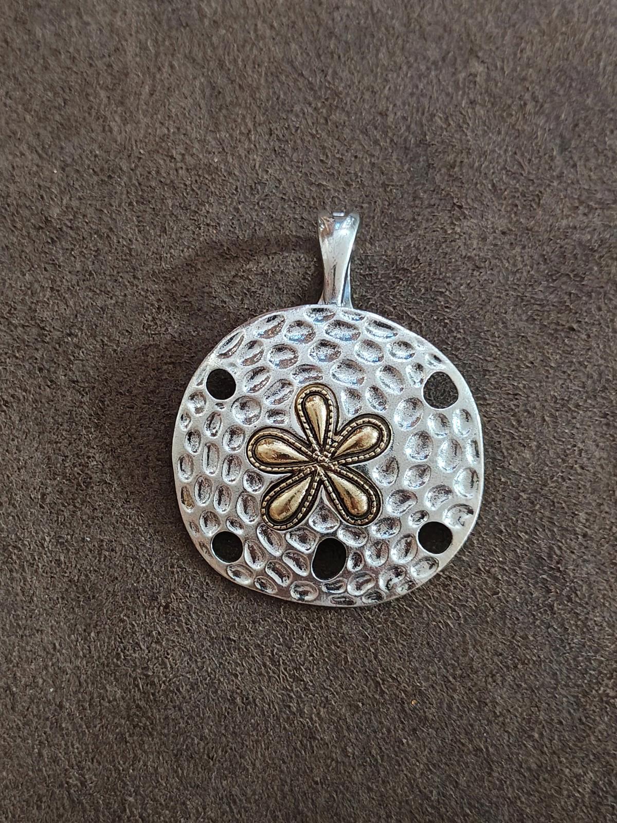 1970's Marked RMN Roman Sand Dollar Two Tone Large Pendant