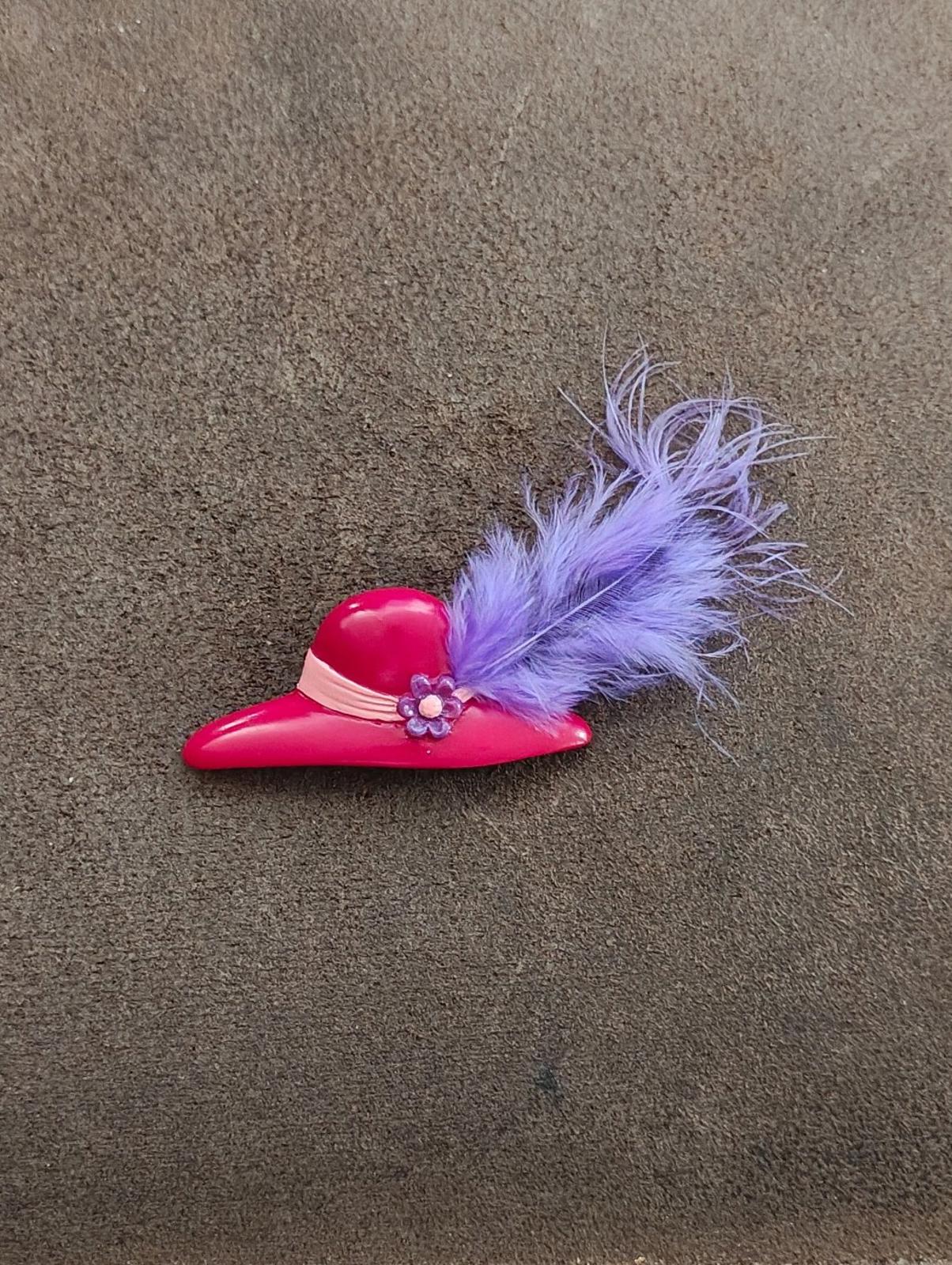 1990s Red Hat Society Hard Plastic Brooch