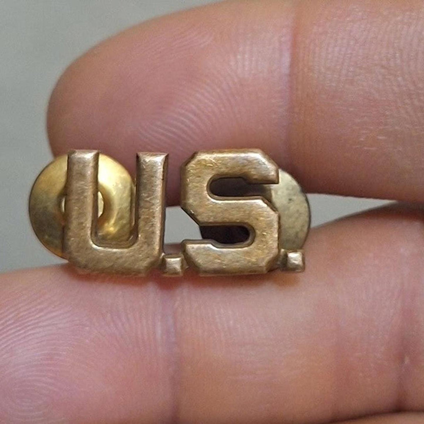 40s US Military Gold Tone Metal U.S. Initials Pin