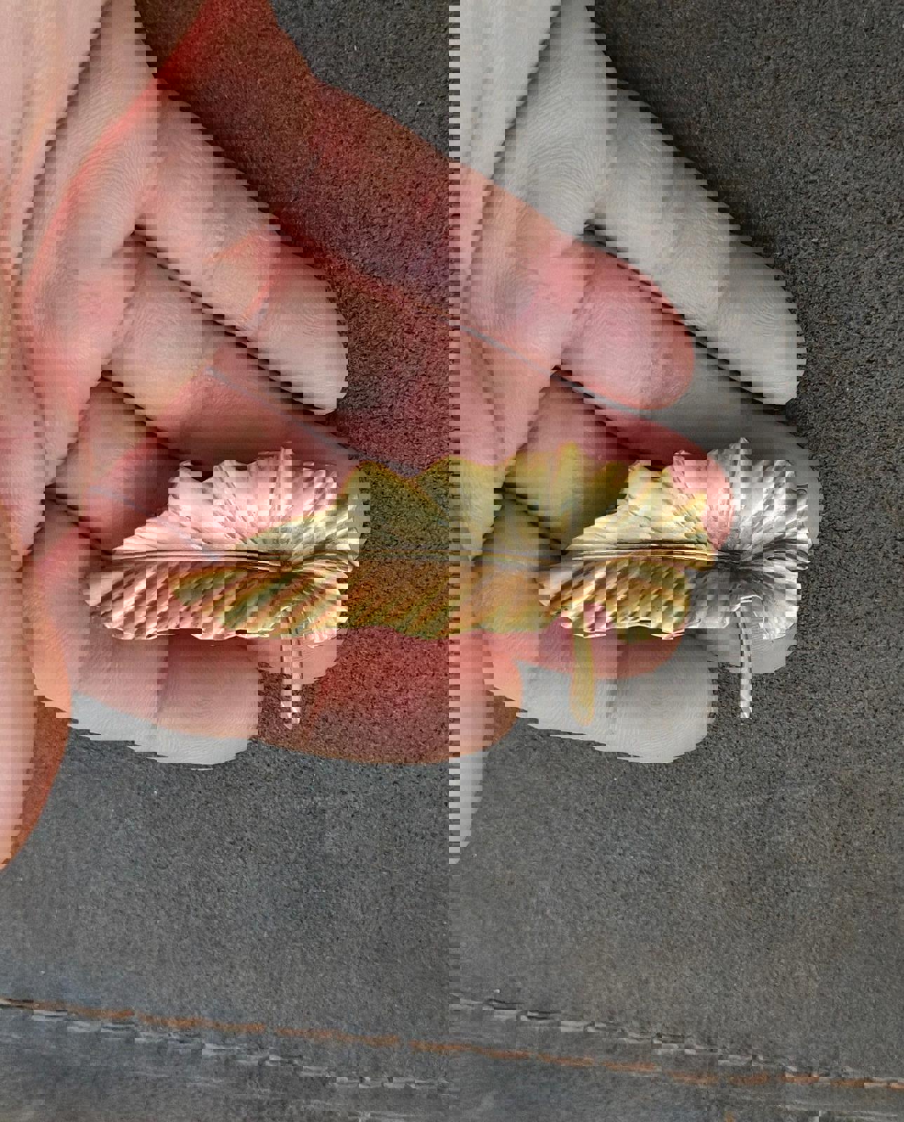 1980's Gold Tone Leaf Brooch Pin Signed TYSON (Cicely Tyson)